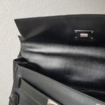 Hermes Kelly Lakis 40CM Black Box Leather With Canvas and Palladium Hardware Bag #ROKT-3 - Image 32