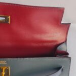 Hermes Kelly Sellier 32CM Vert Fonce/blue Indigo/rough H Box Leather With Gold Hardware Bag #ROKT-1 - Image 38