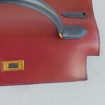 Hermes Kelly Sellier 32CM Vert Fonce/blue Indigo/rough H Box Leather With Gold Hardware Bag #ROKT-1 - Image 4