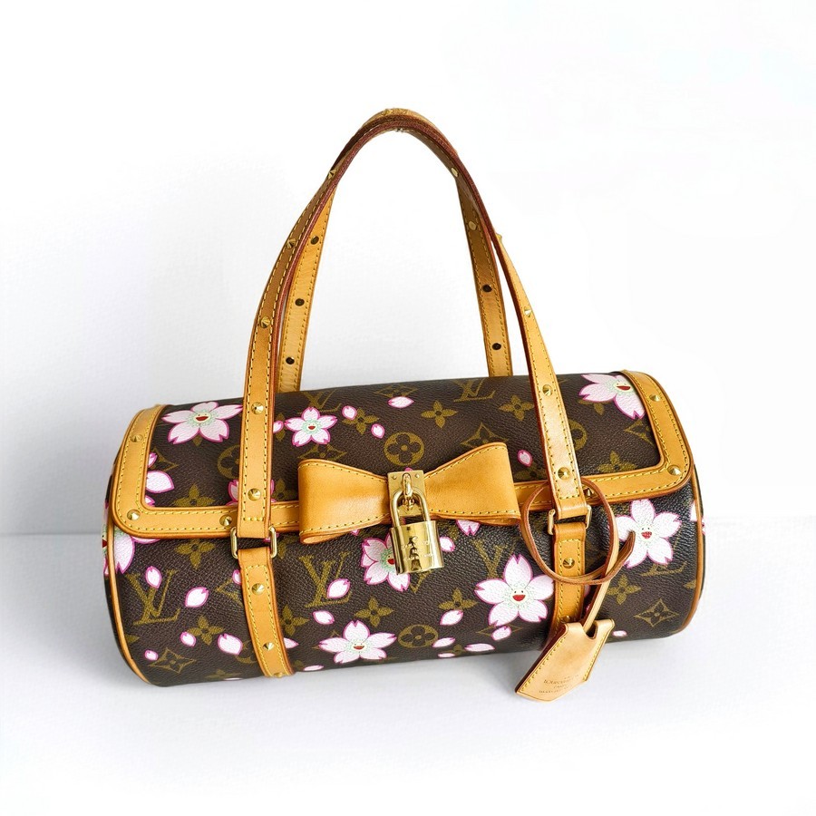 LV x Takashi Murakami Papillon Cherry Blossom Limited Edition Monogram Coated Canvas with Leather and Gold Hardware #ROCS-4