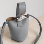 Loewe Pebble Bucket Mini Grey Calf Leather with Gold Hardware #RTEY-1