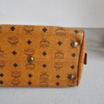 MCM Vintage Boston Bag Brown Visetos Coated Canvas With Leather And Gold Hardware #RTOU-1 - Image 15