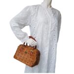 MCM Vintage Boston Bag Brown Visetos Coated Canvas With Leather And Gold Hardware #RTOU-1 - Image 24