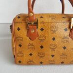 MCM Vintage Boston Bag Brown Visetos Coated Canvas With Leather And Gold Hardware #RTOU-1 - Image 5