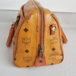 MCM Vintage Boston Bag Brown Visetos Coated Canvas With Leather And Gold Hardware #RTOU-1 - Image 8