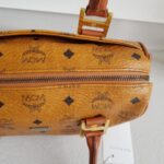 MCM Vintage Boston Bag Brown Visetos Coated Canvas With Leather And Gold Hardware #RTOU-1 - Image 13