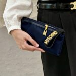 Moschino Small Pouch Navy Blue Nylon with Gold Hardware #ROCC-11 - Image 26