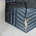 Saint Laurent Envelope Flap Wristlet Pouch Black Leather with Gold Hardware #ROKU-1 - Image 2