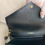 Saint Laurent Envelope Flap Wristlet Pouch Black Leather with Gold Hardware #ROKU-1 - Image 10