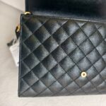 Saint Laurent Envelope Flap Wristlet Pouch Black Leather with Gold Hardware #ROKU-1 - Image 12