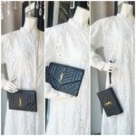 Saint Laurent Envelope Flap Wristlet Pouch Black Leather with Gold Hardware #ROKU-1 - Image 22