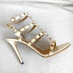 Valentino Rockstud Heel Size 39 Cream Leather Shoes #ROYL-3 - Image 7