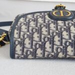 C.Dior Medium Dior Bobby Bag Blue/Black Oblique Jacquard Canvas with Leather and Gold Hardware #RORT-8 - Image 11