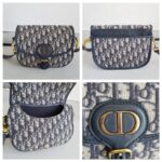 C.Dior Medium Dior Bobby Bag Blue/Black Oblique Jacquard Canvas with Leather and Gold Hardware #RORT-8 - Image 2