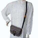 C.Dior Medium Dior Bobby Bag Blue/Black Oblique Jacquard Canvas with Leather and Gold Hardware #RORT-8 - Image 29
