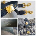 C.Dior Medium Dior Bobby Bag Blue/Black Oblique Jacquard Canvas with Leather and Gold Hardware #RORT-8 - Image 21