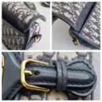 C.Dior Medium Dior Bobby Bag Blue/Black Oblique Jacquard Canvas with Leather and Gold Hardware #RORT-8 - Image 20