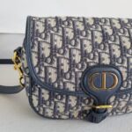 C.Dior Medium Dior Bobby Bag Blue/Black Oblique Jacquard Canvas with Leather and Gold Hardware #RORT-8 - Image 3