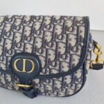 C.Dior Medium Dior Bobby Bag Blue/Black Oblique Jacquard Canvas with Leather and Gold Hardware #RORT-8 - Image 4