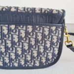 C.Dior Medium Dior Bobby Bag Blue/Black Oblique Jacquard Canvas with Leather and Gold Hardware #RORT-8 - Image 6