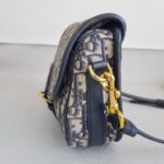 C.Dior Medium Dior Bobby Bag Blue/Black Oblique Jacquard Canvas with Leather and Gold Hardware #RORT-8 - Image 7