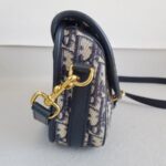 C.Dior Medium Dior Bobby Bag Blue/Black Oblique Jacquard Canvas with Leather and Gold Hardware #RORT-8 - Image 8