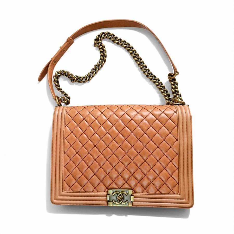 Chanel Boy Flap Brown Aged Calfskin with Antique Gold Hardware #ROTY-4