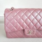 Chanel Classic Jumbo Double Flap Bag Dusty Rose Pink Lambskin with Silver Hardware #RSCL-1 - Image 3