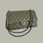 Chanel Classic Jumbo Double Flap Bag Olive Green Grained Calfskin with Silver Hardware #RKUC-2