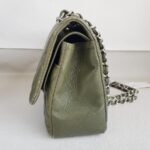 Chanel Classic Jumbo Double Flap Bag Olive Green Grained Calfskin with Silver Hardware #RKUC-2 - Image 7