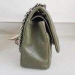 Chanel Classic Jumbo Double Flap Bag Olive Green Grained Calfskin with Silver Hardware #RKUC-2 - Image 8