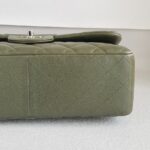 Chanel Classic Jumbo Double Flap Bag Olive Green Grained Calfskin with Silver Hardware #RKUC-2 - Image 12