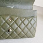 Chanel Classic Jumbo Double Flap Bag Olive Green Grained Calfskin with Silver Hardware #RKUC-2 - Image 19
