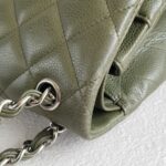 Chanel Classic Jumbo Double Flap Bag Olive Green Grained Calfskin with Silver Hardware #RKUC-2 - Image 21