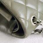 Chanel Classic Jumbo Double Flap Bag Olive Green Grained Calfskin with Silver Hardware #RKUC-2 - Image 22