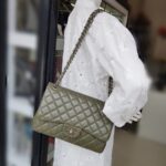 Chanel Classic Jumbo Double Flap Bag Olive Green Grained Calfskin with Silver Hardware #RKUC-2 - Image 28