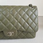 Chanel Classic Jumbo Double Flap Bag Olive Green Grained Calfskin with Silver Hardware #RKUC-2 - Image 4