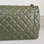 Chanel Classic Jumbo Double Flap Bag Olive Green Grained Calfskin with Silver Hardware #RKUC-2 - Image 6