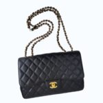 Chanel Classic Jumbo Single Flap Bag Black Grained Calfskin with Gold Hardware #RSLT-1
