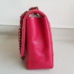 Chanel Classic Maxi Jumbo Single Flap Bag Rose Pink Lambskin with Silver Hardware #RKUC-3 - Image 7