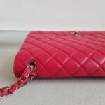 Chanel Classic Maxi Jumbo Single Flap Bag Rose Pink Lambskin with Silver Hardware #RKUC-3 - Image 11