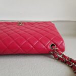 Chanel Classic Maxi Jumbo Single Flap Bag Rose Pink Lambskin with Silver Hardware #RKUC-3 - Image 12