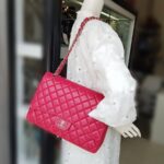 Chanel Classic Maxi Jumbo Single Flap Bag Rose Pink Lambskin with Silver Hardware #RKUC-3 - Image 29