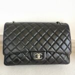 Chanel Maxi Jumbo Black Lambskin with Silver Hardware #ROOT-1 - Image 3