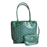 Goyard Anjou Mini Green Goyardine Canvas/Calfskin with Silver Hardware #ROLE-1