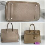 Hermes Birkin 35 Etoupe Clemence Leather with Palladium Plated Hardware #ROOO-1 - Image 3