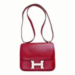 Hermes Constance lll 18cm Mini Red Swift Leather with Palladium Plated Hardware #ROSE-3