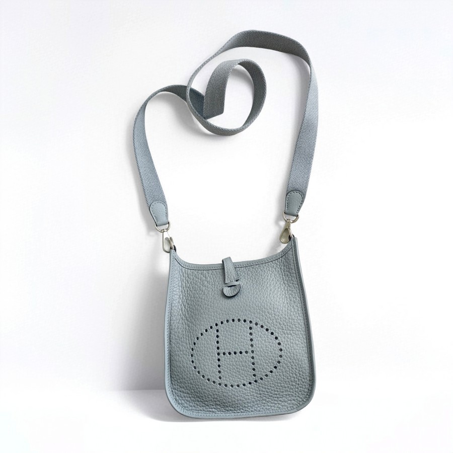 Hermes Evelyne Amazone 16cm Gris Meyer Clemence Leather with Palladium Plated Hardware #RREU-1 (1) Hermes Evelyne Amazone 16cm Gris Meyer Clemence Leather with Palladium Plated Hardware #RREU-1