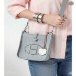 Hermes Evelyne Amazone 16cm Gris Meyer Clemence Leather with Palladium Plated Hardware #RREU-1 - Image 20