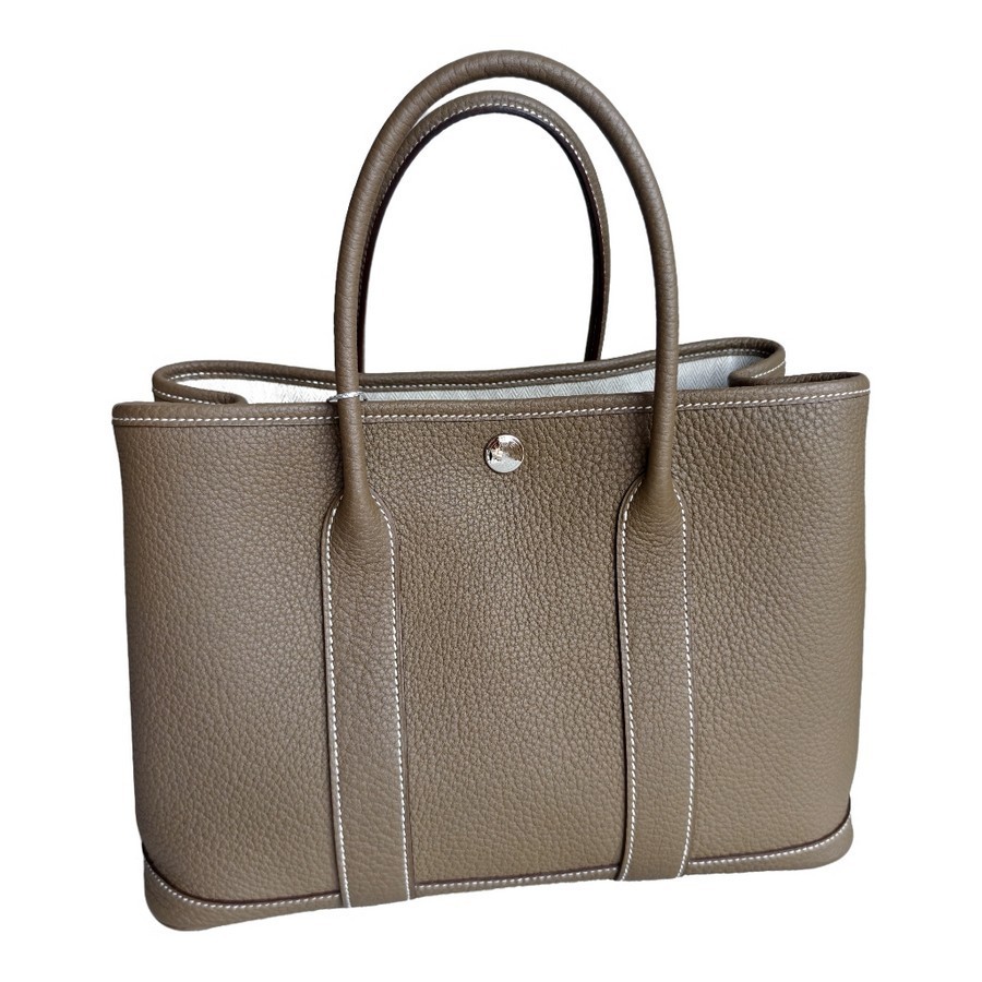 Hermes Garden Party 30cm Etoupe Negonda Leather with Palladium Hardware #ROSK-2